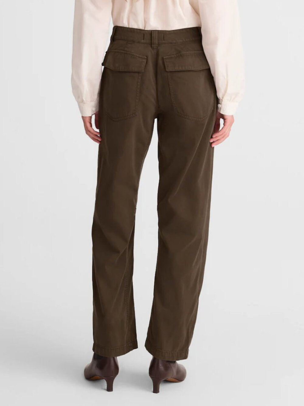 Madewell Darted Barrel Leg High Rise Cotton Blend Pants Brown Size 26 - Picture 2 of 10